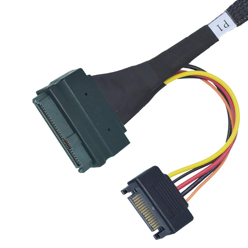 LetLinkSo PCIe 5.0 MCIO x4 to U.2 SFF-8639 Cable for NVMe SSD with 15Pin Power, 1.6ft (50cm) - Image 4